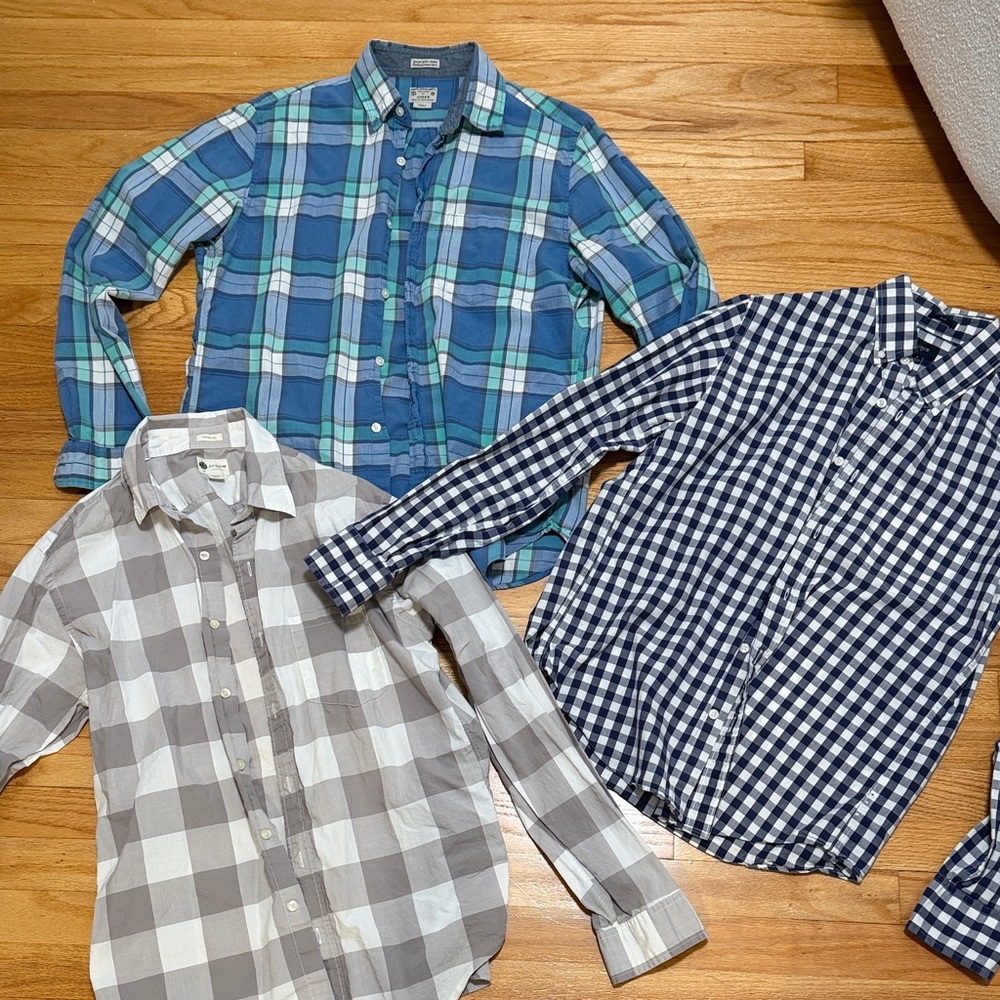 J Crew Men's Plaid Button-Down Shirt Collection- set of 3